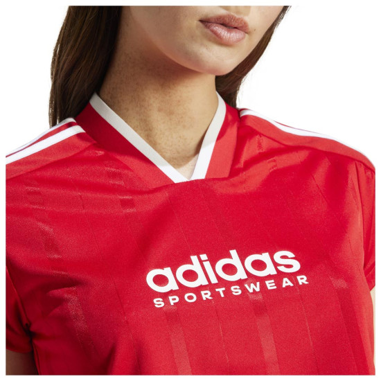 Adidas Γυναικεία κοντομάνικη μπλούζα Tiro Cut 3-Stripes Cropped Jersey Tee